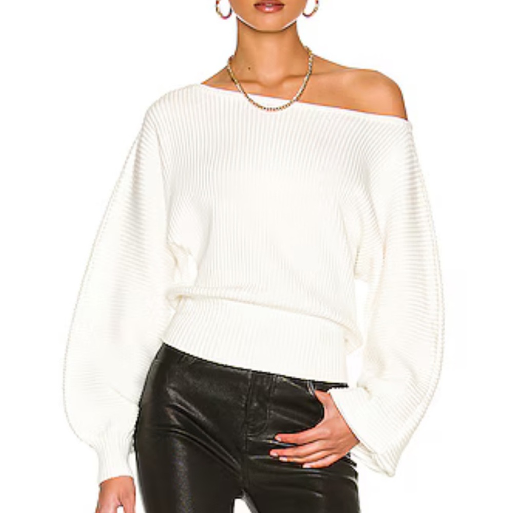 L'Academie Cream Ribbed Sweater